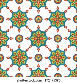 Abstract Background For Design. Seamless Pattern With Floral Ethnic Ornament