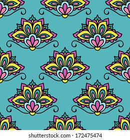 Abstract Background For Design. Seamless Pattern With Floral Ethnic Ornament
