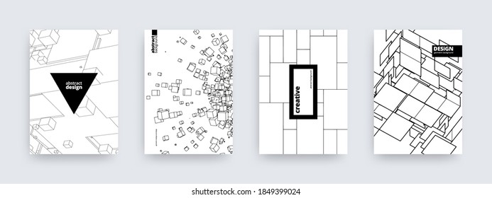 Abstract background design, set of modern covers, striped patterns, vector illustration