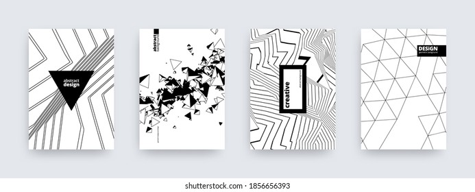 Abstract background design, set of modern covers, striped patterns, vector illustration