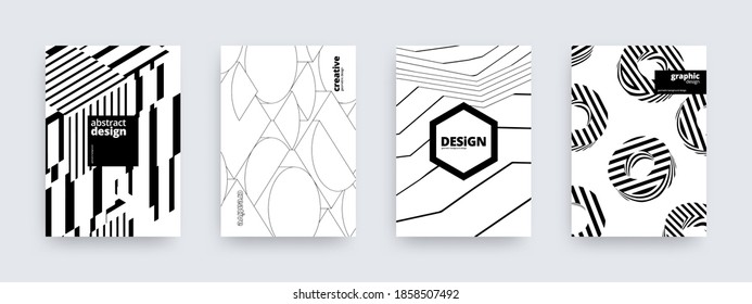 Abstract background design, set of striped covers, vector illustration