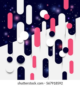 Abstract background design with shapes melting into each other with stars. Vector illustration