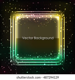 Abstract background for design with shiny frame on dark backdrop vector illustration