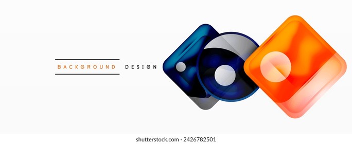 Diseño de fondo abstracto que muestra formas geométricas de vidrio brillante en composición vectorial meticulosamente elaborada con experiencia visual pulida y contemporánea