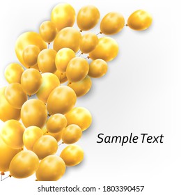 
Abstract background, design of soaring golden air balloons. Banner for birthday greetings, weddings, holidays.