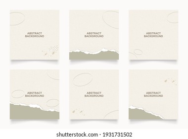 abstract background design for social media story feed post. green white brown floral scribble shape hand drawn object. copy space for text. square flyer banner