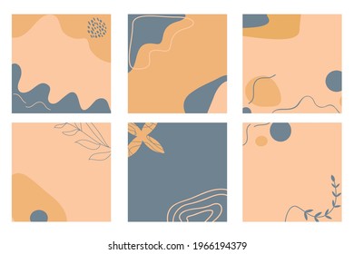 abstract background design for social media insta story feed post. beige grey pink scribble shape hand drawn object. copy space for text. square flyer banner. minimal style design templates