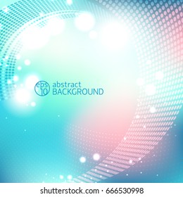 Abstract background for design with spiral composed of small circles and glitter vector illustration