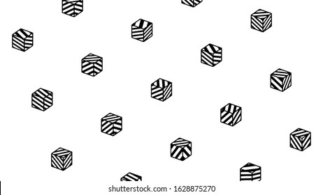 Abstract background, design with striped cubes, modern geometric pattern, vector illustration