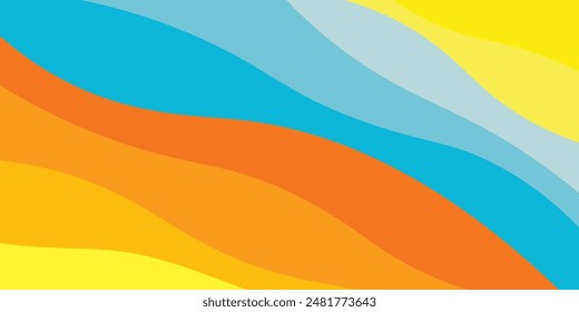 Abstract background design with summer color theme, with wavy patterns,Abstract summer wave background,