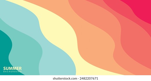 Abstract background design with summer color theme, with wavy patterns,Abstract summer wave background,