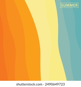 Abstract background design with summer color theme, with wavy patterns,Abstract summer wave background.