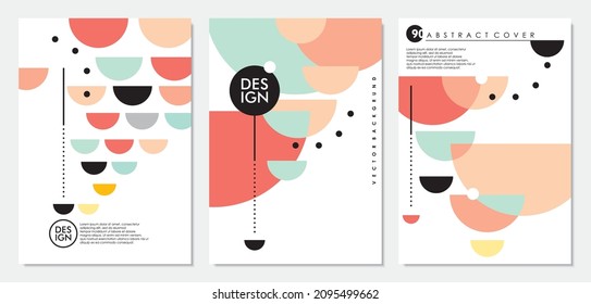 Plantilla de diseño de fondo abstracto con formas y líneas geométricas coloridas. Patrón de portada de bloc de notas vectorial contemporáneo de moda.