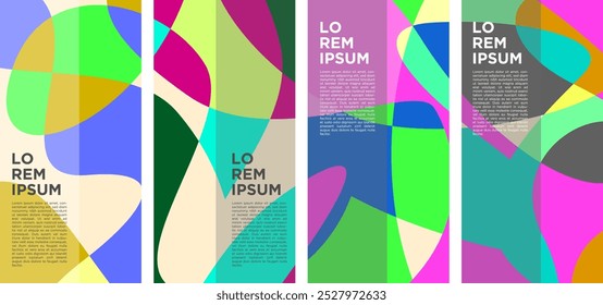 Abstract Background Design Template. Colorful Geometric Curve Vector Illustration with Typography for Poster, Flyer, Social Media Story and Pages, Book or Magazine Cover.