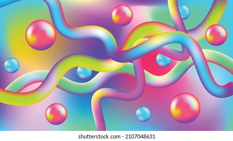 an abstract background design with the theme of worms and virus cells, with lively coloring