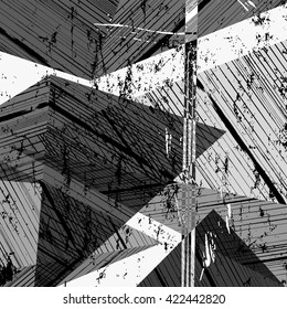 abstract background design, with triangles, strokes and splashes, black and white