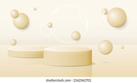 Abstract background design with two podium in gold color for product banner