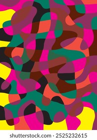 Abstract background design with unique shapes, full of colors ranging from bright colors to dark colors.