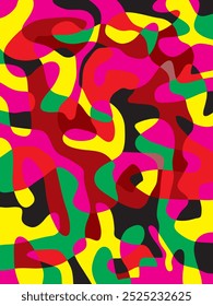 Abstract background design with unique shapes, full of colors ranging from bright colors to dark colors.