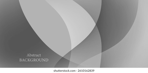 An abstract background design using a variety of gray tones that create depth and some transparency. Curves give the image a soft and charming look.