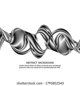 
Abstract background design. Vector dark white smooth wave lines, fluid flow. Banner, poster