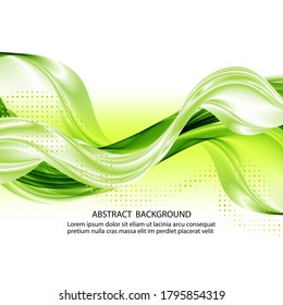 
Abstract background design. Vector green wavy lines wave, fluid flow. Banner, poster
