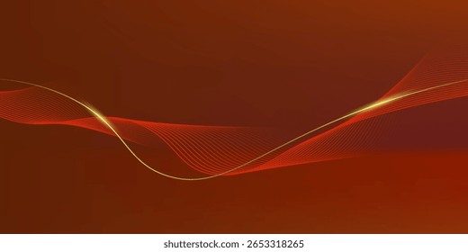 Vetor de design de fundo abstrato ilustração de elementos modernos de linha vermelha e ouro