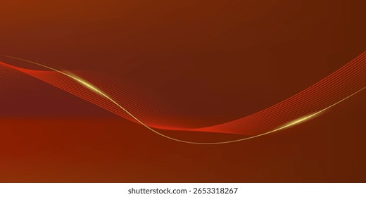 Vetor de design de fundo abstrato ilustração de elementos modernos de linha vermelha e ouro