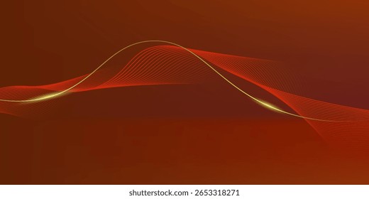 Ilustração vetorial de design de fundo abstrato de elementos modernos de linha vermelha e dourada. vetor eps10