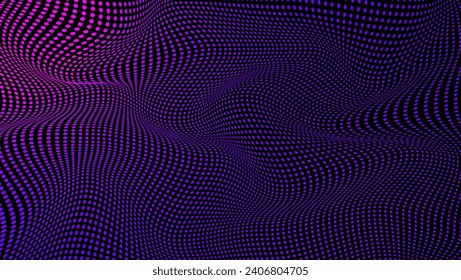 Abstract background design with waving particle technology. Flowing dots create a hi-tech and big data visual. Suitable for brochures, flyers