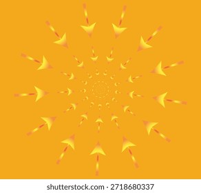 Abstract background design, yellow radial arrows on square