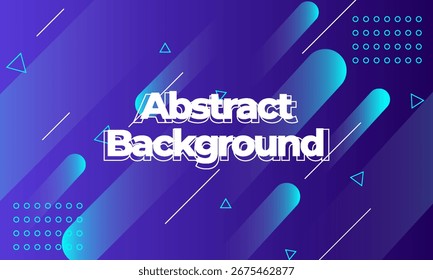 Abstrakter Hintergrund mit diagonalen Cyan- und blauen Formen auf violettem Farbverlauf mit geometrischen Elementen und schattierter Typografie - Modernes digitales Design für die Präsentation