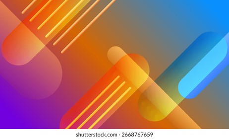 ABSTRACT BACKGROUND WITH DIAGONAL GEOMETRIC SHAPES GRADIENT ORANGE BLUE PURPLE COLOR DESIGN VECTOR TEMPLATE GOOD FOR MODERN WEBSITE, WALLPAPER, COVER DESIGN