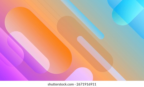 ABSTRACT BACKGROUND WITH DIAGONAL GEOMETRIC SHAPES GRADIENT ORANGE BLUE PURPLE COLOR DESIGN VECTOR TEMPLATE GOOD FOR MODERN WEBSITE, WALLPAPER, COVER DESIGN