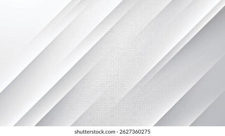 Abstract background with diagonal light and dark gray stripes, textured with subtle gold dots, creating a modern and elegant design. The image features a geometric pattern with overlapping layers 