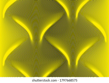 Abstract background of diagonal lines curved in a sinusoid. Long smooth wave in space. Difference thickness simulating volume. Striped background for presentation page. Creative modern line texture.