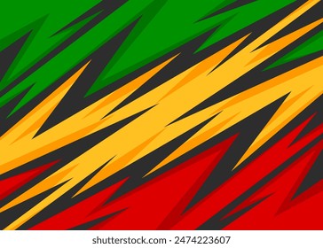 Abstract background with diagonal spike pattern and with Rastafari color theme