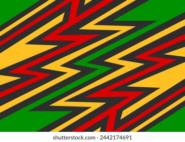 Abstract background with diagonal zigzag pattern and with Rastafari color theme