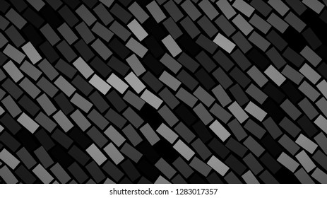 Abstract background of diagonally arranged rectangles in dark gray colors