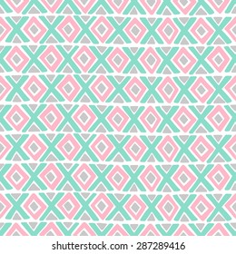 Abstract background with a diamond and a cross brush strokes. Vector seamless pattern.