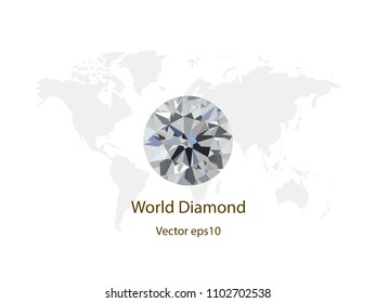 Abstract background with diamond and  world map,gemstone background