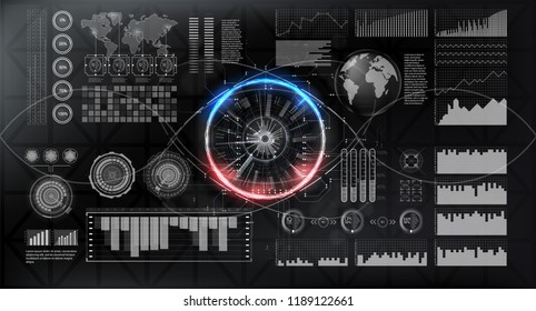 Abstract background with different elements of the hud. Hud elements. Vector illustration. Head-up display elements for Info-graphic elements.