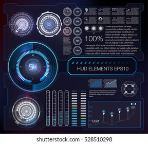 Abstract background with different elements of the hud. Hud elements. Vector illustration. Head-up display elements for Info-graphic elements.