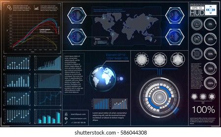Abstract background with different elements of the hud. Hud elements,graph.Vector illustration.Head-up display elements for Infographic elements.