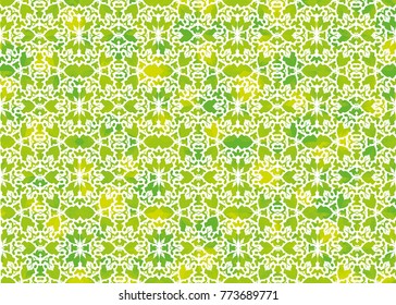 abstract background from different green leaves from trees and flowers