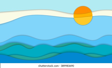 Abstract background with different levels surfaces and circles, landscape, material design