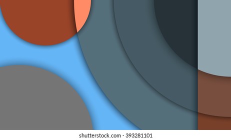 Abstract background with different levels surfaces and circles, material design