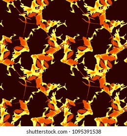 Abstract background in different shades of red, orange, yellow as UFO camouflage. Seamless repeat bright pattern usable as unusual urban camo, wallpaper, backdrop or for print for textile