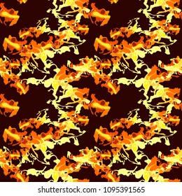 Abstract background in different shades of red, orange, yellow as UFO camouflage. Seamless repeat bright pattern usable as unusual urban camo, wallpaper, backdrop or for print for textile