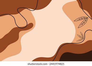 Abstract background with different shapes, light brown and dark brown colors.